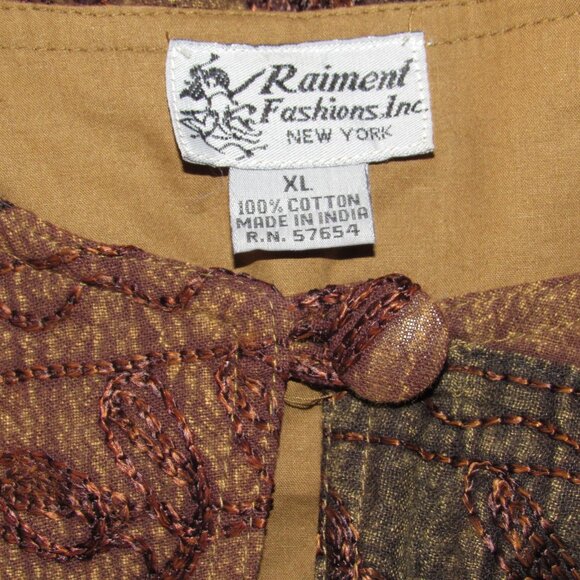 Raiment Fashions New York Patchwork Embroidered Boho Shacket Jacket XL Loop - Picture 3 of 3